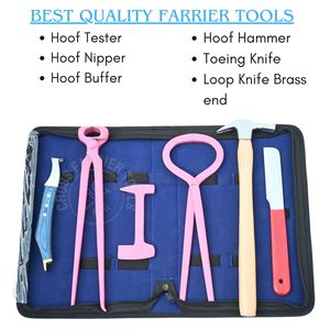 Kit professionnel d'outils de ferrage avec marteau à clous, pince à sabots de 14 pouces, polisseur, couteau à boucle en laiton et testeur de sabots - Product Image 2