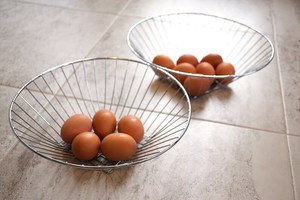 Vintage Metal <b>Square</b> to Circle Egg <b>Basket</b>/Bowl Geometric Minimalist Modern Kitchen Decor - Product Image 2