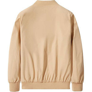 Blouson bomber beige pour homme, couleur unie, fermeture éclair, col montant, toile enduite, vêtement d'hiver décontracté - Product Image 2