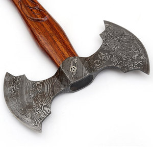 Hache à double tête Damas en acier à motifs de haute qualité, durable, pour camping, chasse et fendage de bois en extérieur - Product Image 3