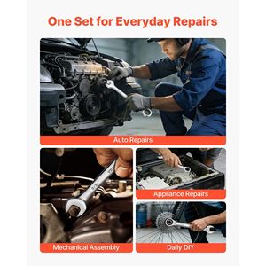 Set di chiavi combinate metriche SAE da 26 pezzi con cricchetto a 72 denti in acciaio Cr-V e organizer a rack - Product Image 6