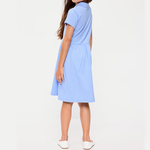 Robe d'écolière bleu clair à manches courtes avec logo personnalisé pour les élèves - Product Image 2