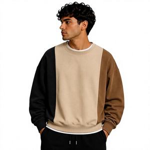 Men's Color Blocking Crew Neck Pullover Sweatshirt Oversized Regular Fit Knitted Casual Autumn Style - Product Image 1