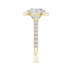 Lab Grown Oval Cut Diamond Halo Engagement <b>Ring</b> Princess And Round Side <b>Stone</b> Pave <b>Ring</b> 10K 14K 18K Gold 925 935 <b>Silver</b> - Product Image 2
