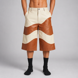 Pantalones Cortos de Cuero Personalizados de 400 GSM, Estilo Baggy, Cinco Bolsillos, para Marcas de Ropa Urbana, Venta al Por Mayor - Product Image 6