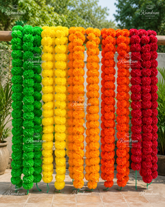 Guirnaldas de Flores de Caléndula Artificiales Multicolores Indias para Bodas, Fiestas, Inauguraciones de Casas, Templos, Hogar, Decoración Festiva Diwali - Product Image 3