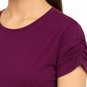 Camiseta Básica de Manga Corta para Mujer, Cuello Redondo, Color Sólido, Casual, Secado Rápido, Transpirable, Jersey OEM, 100% Algodón, Venta al Por Mayor - Product Image 5