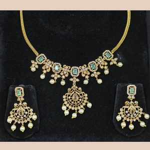 Juego de Collar y Aretes de Mujer JeweleMarket, Chapado en Oro con Cristales, Estilo Étnico, para Boda, Compromiso, Aniversario, Maharashtra - Product Image 3