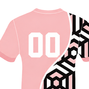 Light Pink Black White Geometric Rugby <b>Jersey</b> <b>Short</b> Sleeve Crew Neck Customized Breathable Training Athletic Team Sportswear - Product Image 4