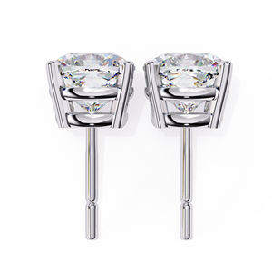 Pendientes de Botón de Moissanita de 6mm con Corte Cojín, Plata de Ley 925, Joyería Fina Ligera y Brillante para Mujer - Product Image 4