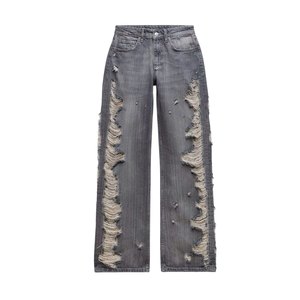 Wholesale Mens Distressed Ripped <b>Denim</b> Jeans Streetwear Fashion Pants Slim Fit Style OEM Factory Direct Supply Low MOQ - Product Image 4