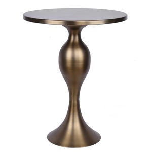 Table basse ronde moderne en métal, piétement bronze, base en forme de tulipe, table d'appoint faite à la main, durable, meubles de salon - Product Image 1