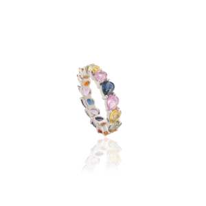 18K <b>Gold</b> Pear Cut Multi Sapphire Cluster <b>Ring</b> for Women - Product Image 6