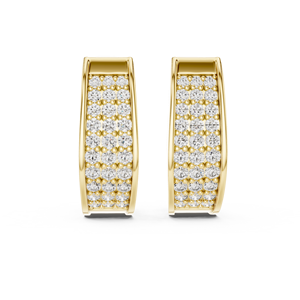 14K 18K <b>Solid</b> <b>Gold</b> Round Cut Pave Diamond <b>Huggies</b> Earring DEF VVS Lab Grown Diamond Wide Huggie Hoop Earring Custom Fine Jewelry - Product Image 1