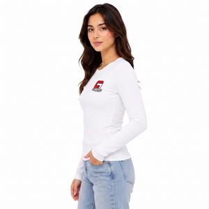 T-shirt à manches longues pour femmes de luxe, qualité supérieure en coton, vêtements décontractés avec logo personnalisé, service OEM, taille OEM, étiquette privée - Product Image 3