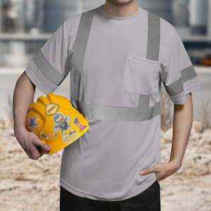 Quick Dry <b>Flame</b> Retardant Polyester Hi Visibility Workwear T-<b>Shirts</b>-Low MOQ Plus Size Low Price Customizable Unisex OEM Safety - Product Image 4