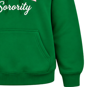 Sweat-shirt à capuche rose brodé de lettres grecques pour femme, en molleton doux de qualité supérieure, décontracté, avec poche kangourou, vente en gros - Product Image 6