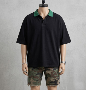 Polo de rugby streetwear en coton piqué, personnalisé, à manches longues, rayé, coupe oversize et ample pour homme - Product Image 5