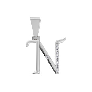 Colgante de Letra 'N' Curvo y Personalizado de Aarinya, Estilo Vintage con Diamantes de Laboratorio, Oro de 14K, Certificado IGI, Unisex - Product Image 1