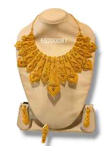 AWAIS HOUSE Women's Gold Plated Brass Diamond Necklace <b>Bracelet</b> Set Claw Setting Hip Hop Style Wedding Engagement Party - Product Image 4