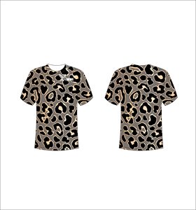 Custom Short Sleeve Sublimation T-Shirt Lightweight Athletic Apparel With Classic Grey And Tan Leopard <b>Animal</b> Print Manufacturer - Product Image 1
