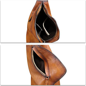 Sac bandoulière vintage en cuir véritable avec sangle d'épaule arquée détachable, pochette de chasse unisexe - Product Image 3