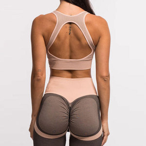 Women V-Neck Spaghetti Strap <b>Crop</b> <b>Top</b> Solid Color Breathable Yoga Tank <b>Top</b> Medium <b>Support</b> Seamless Activewear - Product Image 4