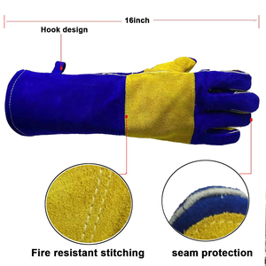 Gants de soudage en cuir de vachette à coutures en Kevlar, conçus sur mesure, résistants, avec doublure en coton ignifuge pour le travail et la protection contre la chaleur - Product Image 2