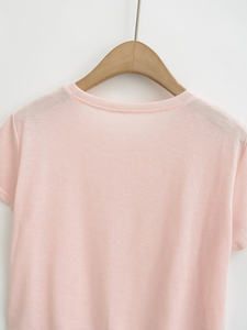 T-shirt court essentiel minimaliste rose pâle pour femme 2026 – Coupe ajustée en coton uni à manches courtes, décontracté, basique, été, rose blush HD - Product Image 5