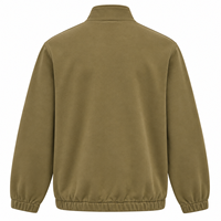 Veste en molleton unisexe unie vert olive, coupe ample, avec fermeture éclair et col montant, vêtement d'extérieur décontracté pour l'automne et l'hiver