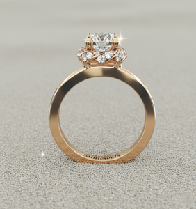 แหวนหมั้นเพชรแบบรัศมีวงบิดชุบเคลือบสีโรสโกลด์คลาสสิก - Product Image 4