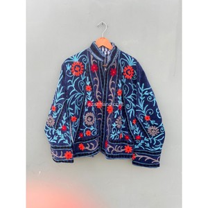 Chaqueta con bordado uzbeko, chaqueta corta 100% algodón, chaqueta estilo bohemio, abrigo de invierno, chaqueta unisex, ropa de fiesta, chaqueta para mujer - Product Image 4