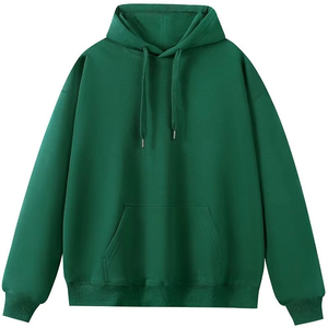 Sudadera con Capucha Unisex Extra Grande, Verde Sólido, Felpa Francesa, Informal, con Bolsillos, Corte Regular, para Otoño - Product Image 6