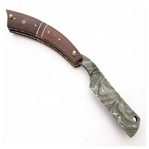 Navaja de Afeitar Recta Multifuncional de 7 Pulgadas, Hecha a Mano, de Acero de Damasco Tradicional de Grado Industrial, Personalizada OEM, Marca Burraq - Product Image 2