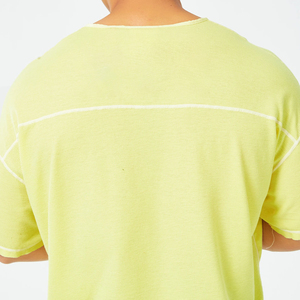 เสื้อยืดคอตตอนแท้เนื้อหนา สีเหลือง เสื้อยืดทรงบ็อกซี่ สตรีทแวร์ เสื้อยืดโอเวอร์ไซส์ เสื้อยืดครอปพิมพ์โลโก้ตามสั่ง ผลิตตามสั่ง - Product Image 5