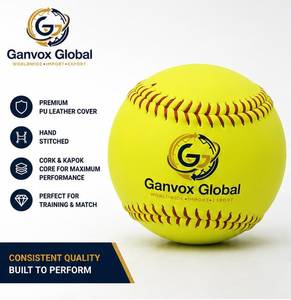 Pelota de Entrenamiento de Softbol Ganvox Global de 10-14.9 Pulgadas, Ligera, Rellena de Corcho, PU Amarillo de Alta Visibilidad, Cosida a Mano - Product Image 3