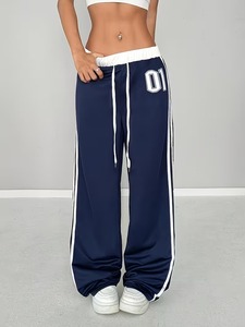 Spring/<b>Summer</b> Digital Print Belt Patchwork Casual Athletic Street Vintage Style Loose Flat Front 100% Cotton Athletic <b>Pants</b> - Product Image 4