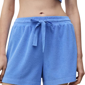 Womens Textured Casual Shorts <b>Elastic</b> <b>Waist</b> Bow Tie Drawstring Relaxed Fit Short Length Open Hem Custom Wholesale OEM Supplier - Product Image 2