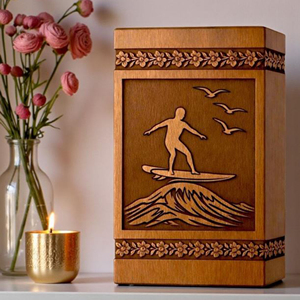 Handmade Wooden Cremation Urn | Surfer Memorial Ashes urn Funeral Memorial Keepsake by AYAANS - Product Image 5