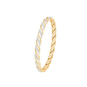 Par de Brazaletes de Oro Amarillo con Diamantes Cultivados en Laboratorio, Redondos, de Doble Hilera - Product Image 3