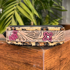 Customized Luxury Design Leopard Print Hand Tooled Leather Dog Collars Genuine <b>Hair</b>-on-Hide Adjustable Pet Collars for Dog Cat - Product Image 6