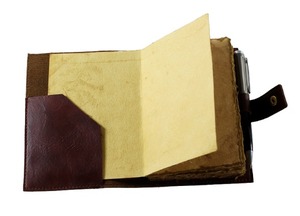 Rustic <b>Charm</b> With Decorative Faux Leather Strap <b>Stitched</b> On The Cover Adds Antique Magic To This Lovely Vintage Looking Journal - Product Image 3
