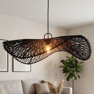 Abat-jour en rotin naturel, lampe suspendue en bambou, couvre-lampes en osier, designs asiatiques modernes écologiques pour la maison, les hôtels, les restaurants - Product Image 2