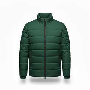 Veste matelassée à séchage rapide pour homme, en polyester, rembourrage en coton, motif uni, style décontracté d'hiver, fermeture éclair, col roulé - Product Image 3