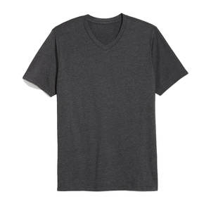 Camiseta de algodón de manga corta con cuello en V para hombre, color liso, ajuste holgado, estilo casual, verde oliva, tejido de punto tipo jersey, 220g, lavado frontal - Product Image 3