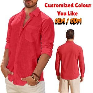 ผู้ผลิต OEM เสื้อเชิ้ตผ้าลินินผสมฝ้ายลำลองสำหรับผู้ชาย แขนยาว ติดกระดุม เสื้อเชิ้ตชายหาดสำหรับงานแต่งงาน ขายส่ง - Product Image 1