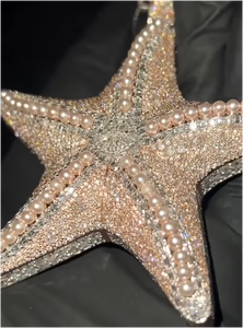 Colgante de Estrella de Mar con Incrustaciones de Moissanita VVS en Oro Rosa y Perlas, Cadena de Lujo, Estilo Hip Hop Bling, Único y de Moda, Éxito de Ventas - Product Image 2
