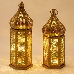 Manufacturer Custom Made Golden Perforated Metal <b>Lantern</b> Lamp Moroccan Lattice Cutwork <b>Tea</b> <b>Light</b> Holder Home Decor Lighting - Product Image 4
