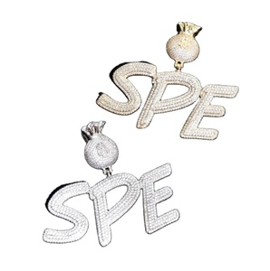 Moissanite Argent Sterling SPE Personnalisé Lettre Pendentif Beau Moissanite Pendentif Hip hop Pendentif - Product Image 1
