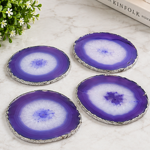Posavasos de ágata único de latón AK con juego multicolor de 4 posavasos de diseño moderno para utensilios de cocina/adornos de vajilla - Product Image 1